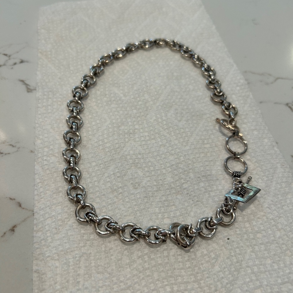 Sterling silver cable link necklace 18”